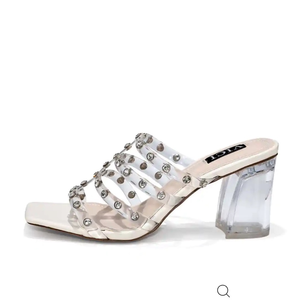 DIAMOND CLEAR STRAP EMBELLISHED HEELED SANDAL